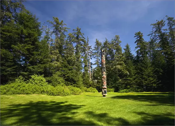 Single Totem Pole At The End Of The Totem Trail In The Sitka National Historic Park, Alaska
