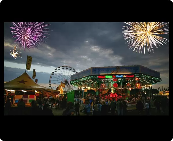 Fireworks At An Amusement Park