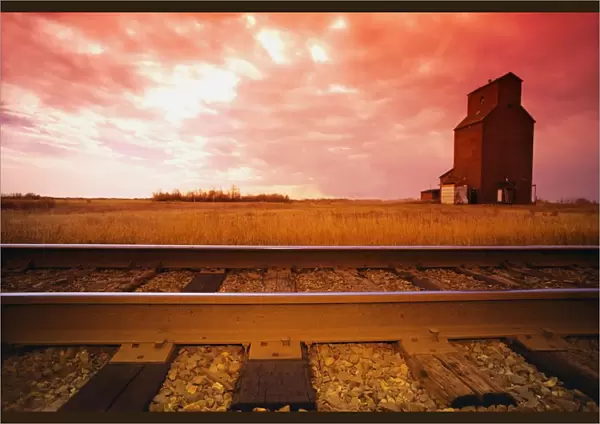 Railroad Track And Grain Elevator