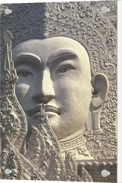 Thailand, Bangkok, Wat Rachapradit, Closeup Of Stone Buddha Image