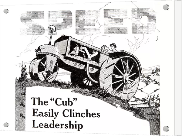 Historic Advertisement Of Cub Tractor Emphasizing Speed In The Early 20th Century