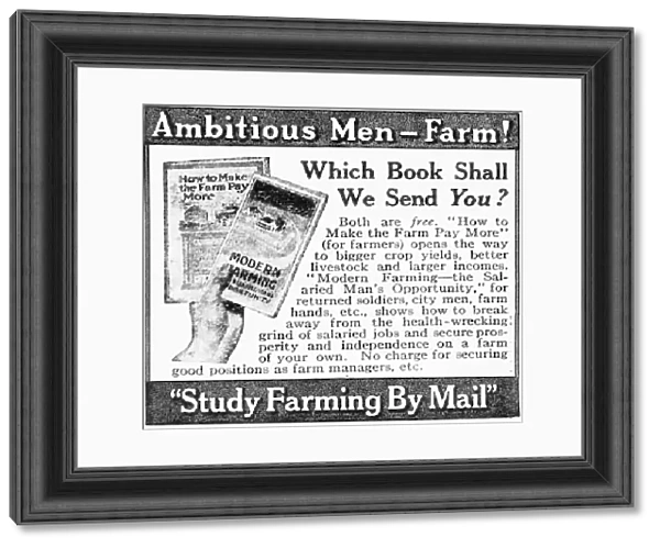 Advertisement Of Farming Books Sent By Mail By American Farmers School From Early 20th Century