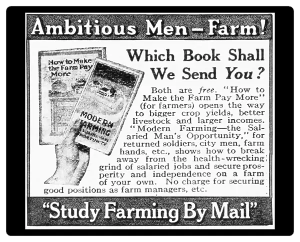 Advertisement Of Farming Books Sent By Mail By American Farmers School From Early 20th Century