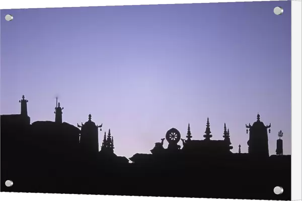Silhouette Of The Front Of The Jokhang Temple Shortly Before Dawn