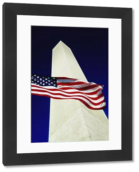 Washington Monument And American Flag