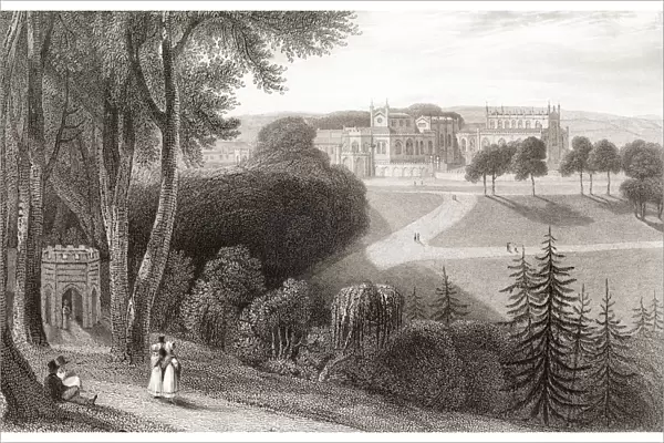 19th Century View Of Auckland Castle, Aka Auckland Palace, Bishops Castle Or Bishops Palace, Bishop Auckland, county Durham, England. From Churtons Portrait And Lanscape Gallery, Published 1836