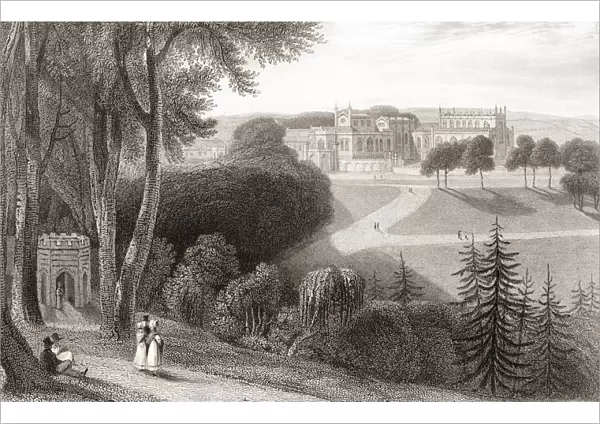 19th Century View Of Auckland Castle, Aka Auckland Palace, Bishops Castle Or Bishops Palace, Bishop Auckland, county Durham, England. From Churtons Portrait And Lanscape Gallery, Published 1836