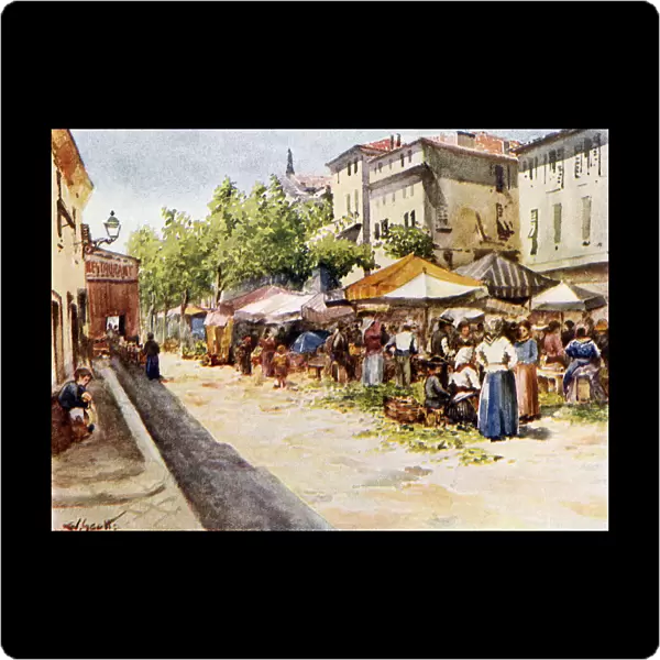 The Vegeatable Market, Nice, France. Colour Illustration From The Book France By Gordon Home Published 1918