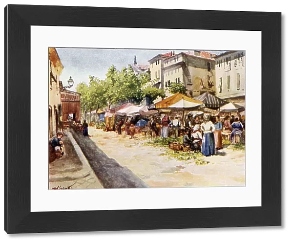 The Vegeatable Market, Nice, France. Colour Illustration From The Book France By Gordon Home Published 1918