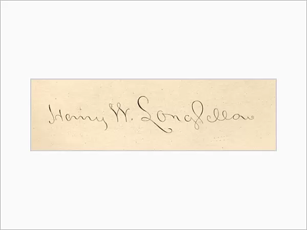 Signature Of Henry Wadsworth Longfellow (1807-1882. ), The Most Popular American Poet In The 19Th Century