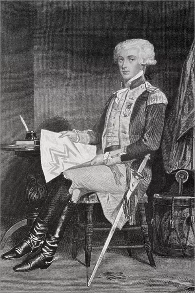 Marie-Joseph-Paul-Yves-Roch-Gilbert Du Motier, Marquis De Lafayette 1757-1834. French Solider Who Fought Wiith Americans In American Revolution. From Painting By Alonzo Chappel