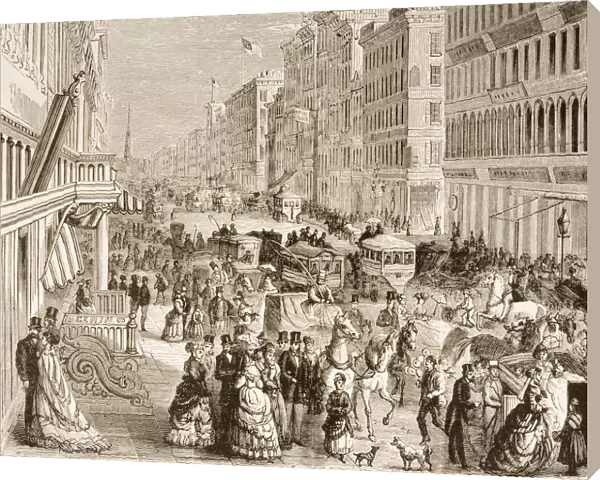 Broadway New York Looking North In 1870S. From American Pictures Drawn With Pen And Pencil By Rev Samuel Manning Circa 1880