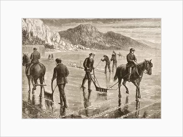 Harvesting Ice On The Hudson River In The 1870 s. From American Pictures Drawn With Pen And Pencil By Rev Samuel Manning Circa 1880