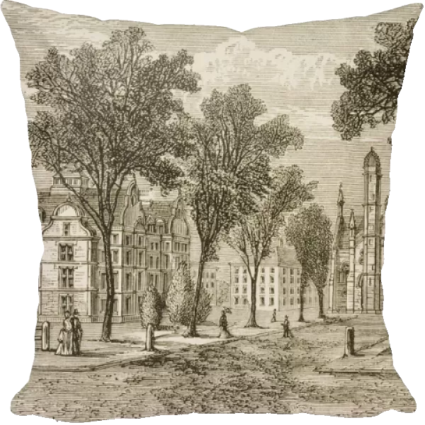 Gore Hall At Harvard College, Cambridge Massachusetts In 1870S. From American Pictures Drawn With Pen And Pencil By Rev Samuel Manning Circa 1880