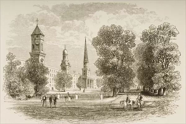 Yale College, New Haven Connecticut In 1870S. From American Pictures Drawn With Pen And Pencil By Rev Samuel Manning Circa 1880