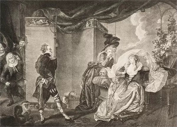 Twelfth Night, Or, What You Will. Act Iii. Scene Iv. OliviaA┼¢S Garden. Olivia, Maria And Malvolio. From The Boydell Shakespeare Gallery Published Late 19Th Century. After A Painting By John Henry Ramberg