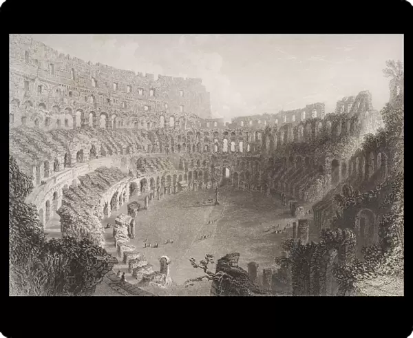 Interior Of The Colosseum Rome Italy. Engraved By E. Roberts