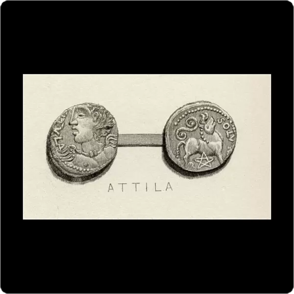 Coin From The Era Of Attila, King Of The Huns. A. D. 434-453. Byname Flagellum Dei (Latin: Scourge Of God)