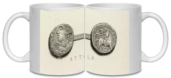 Coin From The Era Of Attila, King Of The Huns. A. D. 434-453. Byname Flagellum Dei (Latin: Scourge Of God)
