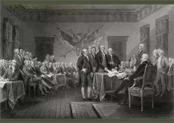 The Declaration Of Independence July 1776 From A 19Th Century Print Engraved By W Greatbach After J Trumbull