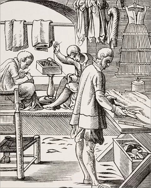 Tailor. 19Th Century Reproduction Of 16Th Century Woodcut By Jost Amman