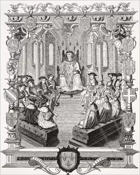 Civil Trial Of Charles De Bourbon, Constable Of France Born 1490 Died 1527 Before The Peers Of France 1523. 19Th Century Reproduction Of Engraving In La Monarchie Francoise Of Montfaucon