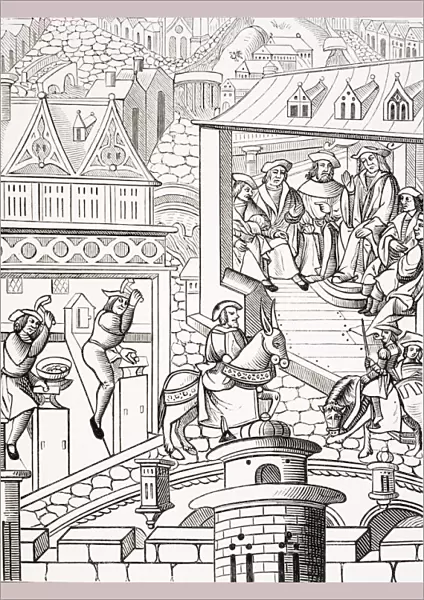 The Mint. Copy Of Woodcut In De L institution Et Administration De La Chose Politique Published 1520