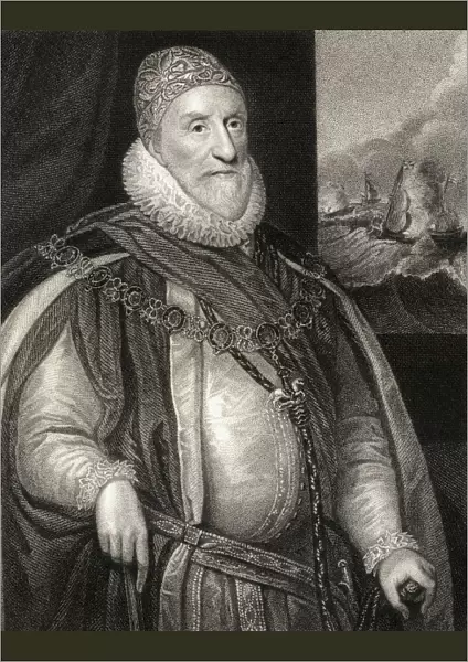 Charles Howard, 1St Earl Of Nottingham, Aka 2Nd Baron Howard Of Effingham, 1536-1624. English Lord High Admiral From The Book 'Lodges British Portraits'Published London 1823. L
