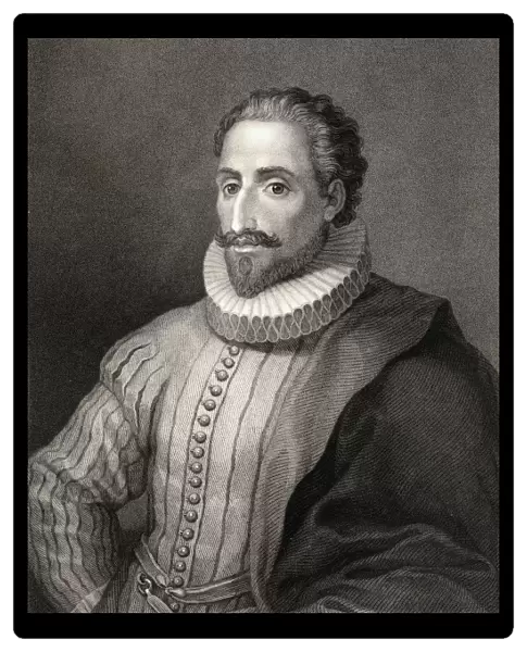Miguel De Cervantes Saavedra 1547-1616. Spanish Writer. From The Book 'Gallery Of Portraits'Published London 1833