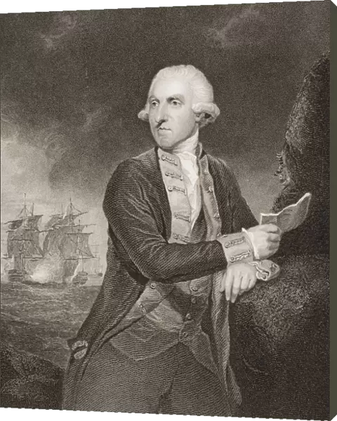 Samuel Hood, 1St. Viscount Hood, 1724-1816. British Admiral. Engraved By H. Robinson From The Original Of Sir. J. Reynolds. From Englands Battles By Sea And Land By Lieut Col Williams, The London Printing And Publishing Company Circa 1890S