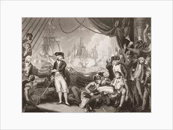 Scene On The Deck Of The Queen Charlotte, June 1, 1794. Engraved By J. Rogers Painted By M. Brown. From Englands Battles By Sea And Land By Lieut Col Williams, The London Printing And Publishing Company Circa 1890S