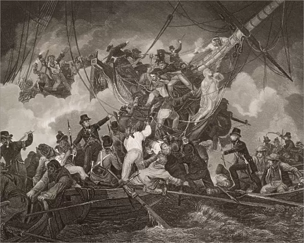 The Cutting Out Of The Corvette La Chevrette (From The Bay Of Camaret On The Night Of July 21, 1801) Engraved By J. Rogers Painted By P. J. De Loutherbourg. From Englands Battles By Sea And Land By Lieut Col Williams, The London Printing And Publishing Company Circa 1890S