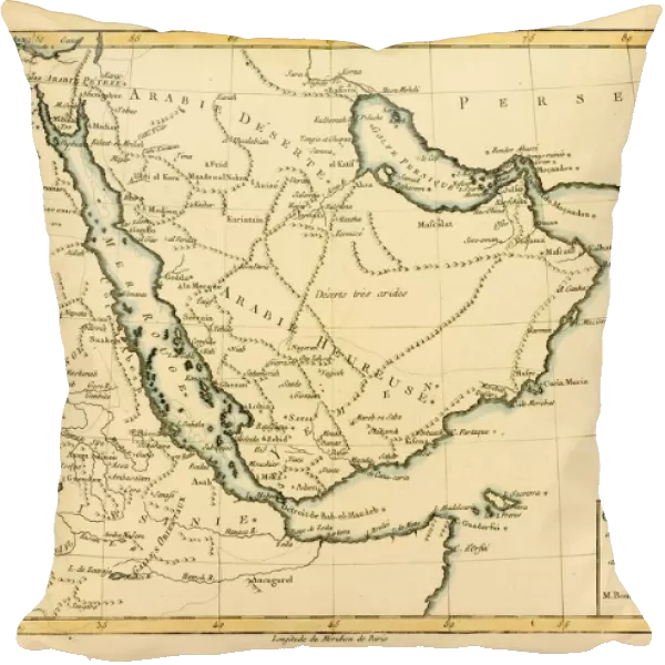 Map Of Arabia, The Persian Gulf And The Red Sea, Circa. 1760. From 'Atlas De Toutes Les Parties Connues Du Globe Terrestre 'By Cartographer Rigobert Bonne. Published Geneva Circa. 1760