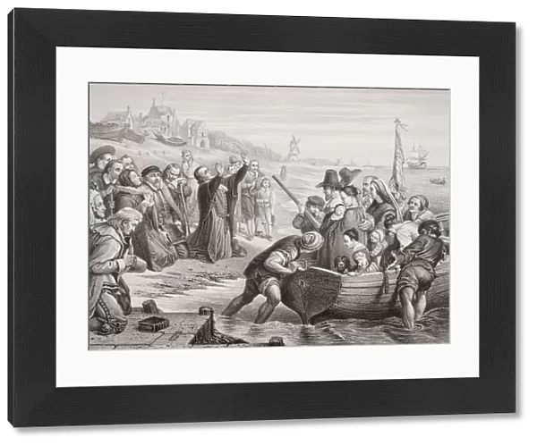 Departure Of The Pilgrim Fathers From Delft Haven, July 1620. Engraved By T. Bauer After C. W. Cope. From The Book 'Illustrations Of English And Scottish History'Volume 1