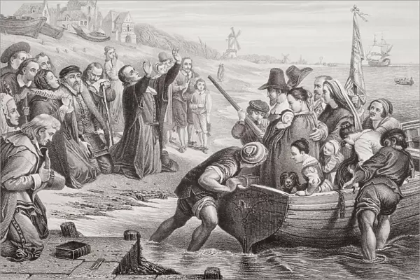 Departure Of The Pilgrim Fathers From Delft Haven, July 1620. Engraved By T. Bauer After C. W. Cope. From The Book 'Illustrations Of English And Scottish History'Volume 1