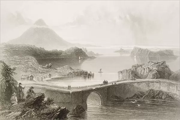 Pontoon Bridge, Lough Conn, Ireland. Drawn By W. H. Bartlett, Engraved By H. Adlard. From 'The Scenery And Antiquities Of Ireland'By N. P. Willis And J. Stirling Coyne. Illustrated From Drawings By W. H. Bartlett. Published London C. 1841