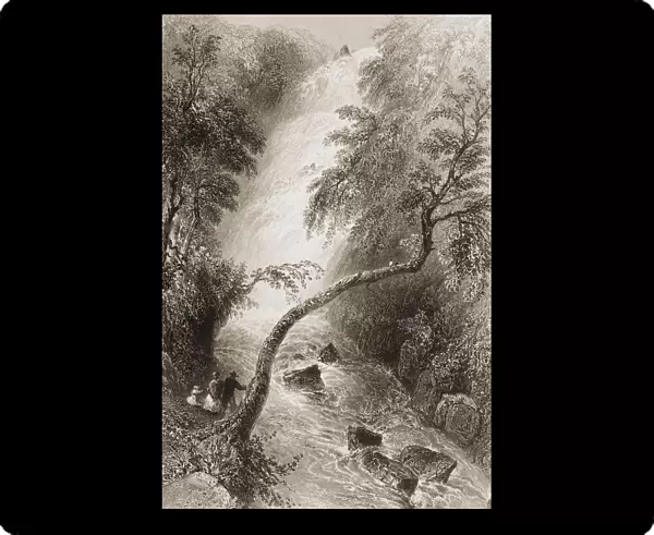 Turk Cascade, Killarney, County Kerry, Ireland. Drawn By W. H. Bartlett, Engraved By J. Cousen. From 'The Scenery And Antiquities Of Ireland'By N. P. Willis And J. Stirling Coyne. Illustrated From Drawings By W. H. Bartlett. Published London C. 1841