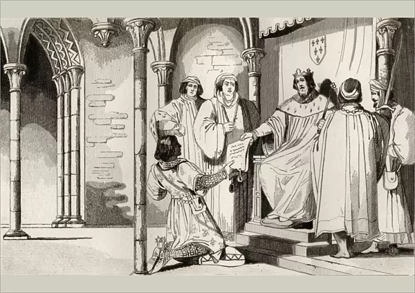 Charles Iv The Fair 1294 To 1328 Receives A Plea At Court From Histoire De France By Colart Published Circa 1840