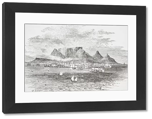 Cape Town South Africa From Table Bay Engraved By G Sargant From The Gallery Of Geography Published London Circa 1872