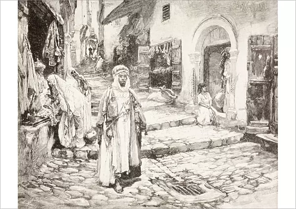 Street Scene In The Kasbah In Algiers, Algeria At The End Of The 19Th Century. From Afrika, Dets Opdagelse, Erobring Og Kolonisation, Published In Copenhagen, 1901