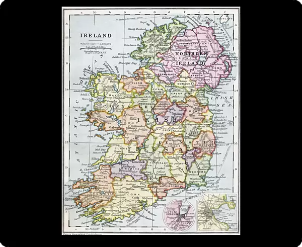 Irish Free State And Northern Ireland. From Bacons Excelsior Atlas Of The World, Published Circa 1930