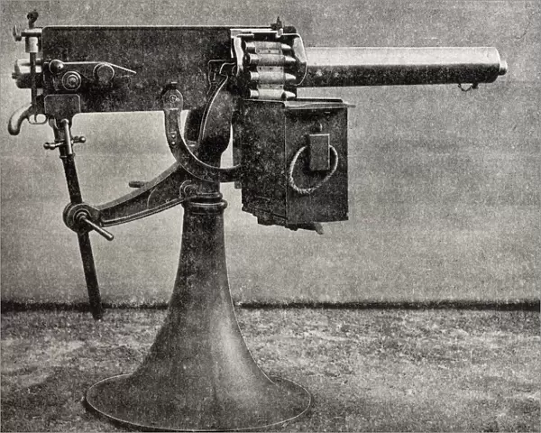 Maxim Automatic Machine Gun, Aka The Pom-Pom. From The Book South Africa And The Transvaal War By Louis Creswicke, Published 1900