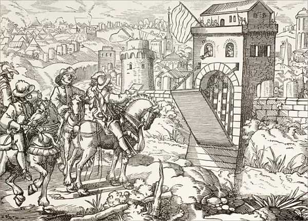 Seige Of A Town. The Beseiging Army Reads Terms For The Town To Surrender And Open The Gates. From Military And Religious Life In The Middle Ages By Paul Lacroix Published London Circa 1880