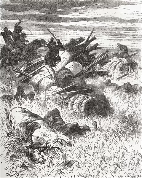 Settlers Being Attacked By North American Indians In The Late 19Th Century. From North America, Published 1883