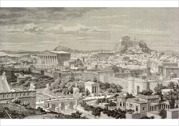 Artists Impression Of Athens, Greece At The Time Of The Emperor Hadrian, 1St And 2Nd Centuries Ad. From El Mundo Ilustrado, Published Barcelona, 1880