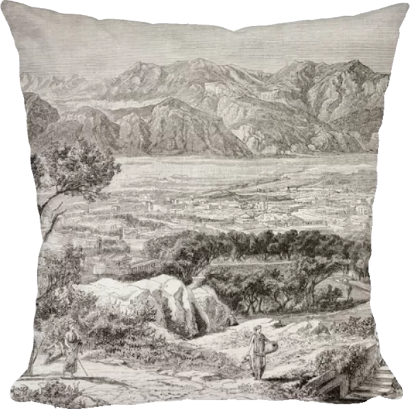 Imaginary View Of The City Of Ancient Sparta With Mt Taygetus Behind. From El Mundo Ilustrado, Published Barcelona, 1880