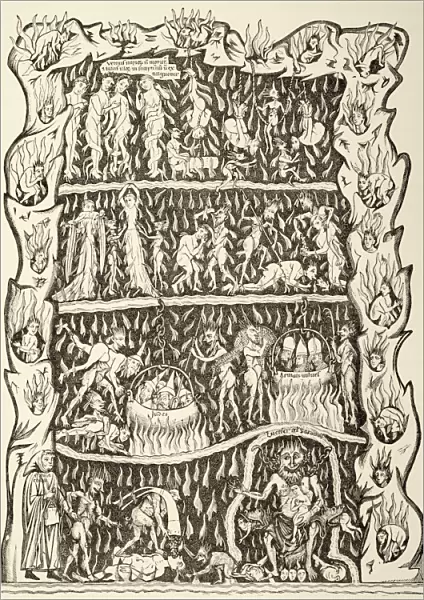 The Torments Of Hell. From A Miniature In A 12Th Century Manuscript Destroyed After A Fire In The Strasburg Library During A Prussian Bombardment, 1870. From Military And Religious Life In The Middle Ages By Paul Lacroix Published London Circa 1880