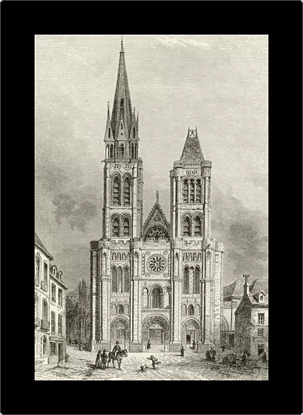 The Cathedral Of St. Denis, With The North Tower Before Its Demolition, Paris, France, In The 19Th Century. From French Pictures By The Rev. Samuel G. Green, Published 1878