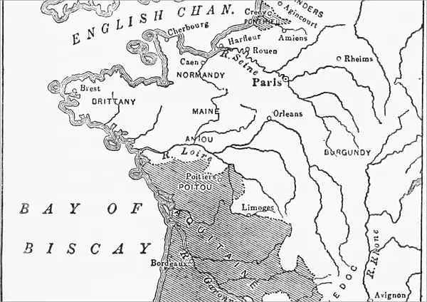 Map Showing The English Dominions In France At The Time Of The Treaty Of Br