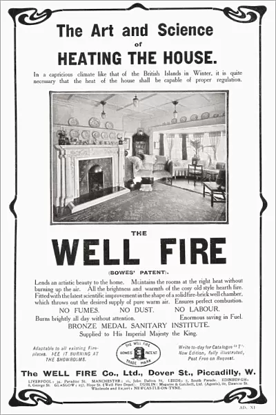 Early 20th Century Advertisement For The Well Fire. From The Mansions Of England In The Olden Time, Published 1906